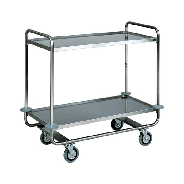 forcar carrello di servizio tubolare per trasporto pesante - inox aisi 304 - 2 ripiani