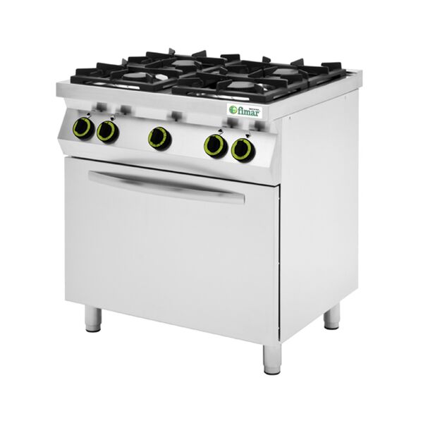 fimar cucina a gas 4 fuochi con forno elettrico - capacità 4 teglie gn1/1