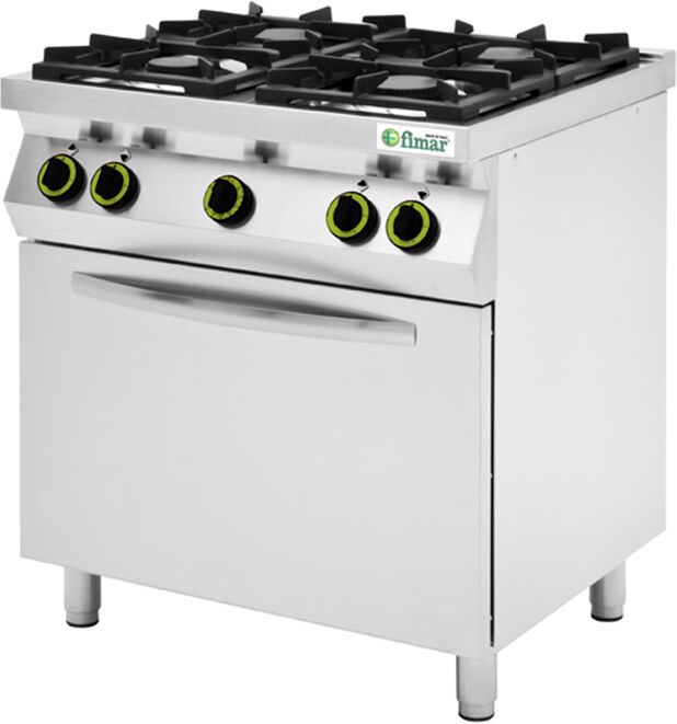 fimar cucina a gas 4 fuochi con forno elettrico - capacità 4 teglie gn1/1