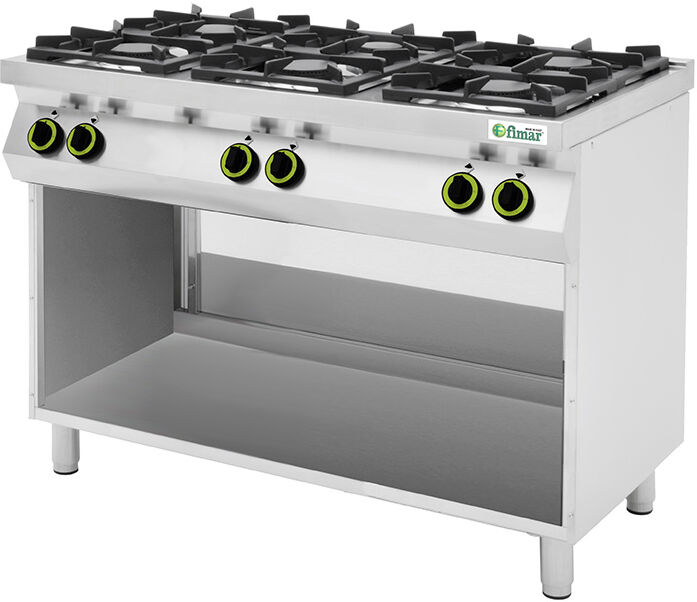 fimar cucina a gas 6 fuochi con vano a giorno - acciaio inox