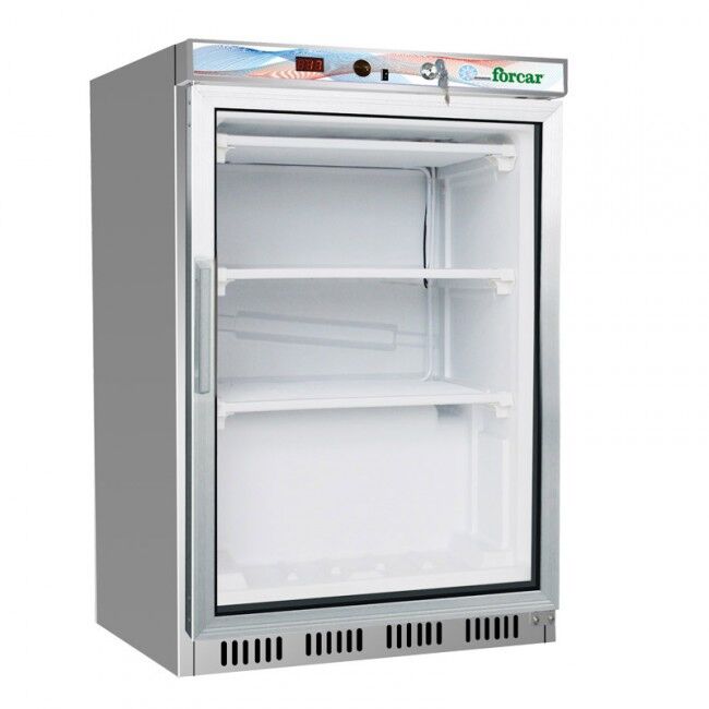 forcar congelatore sottobanco ef200gss lt. 130 inox con porta in vetro - temp -18° -22°