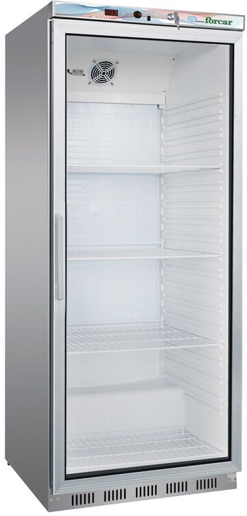 forcar frigorifero statico er600gss lt. 570 in acciaio inox con porta in vetro - temp.