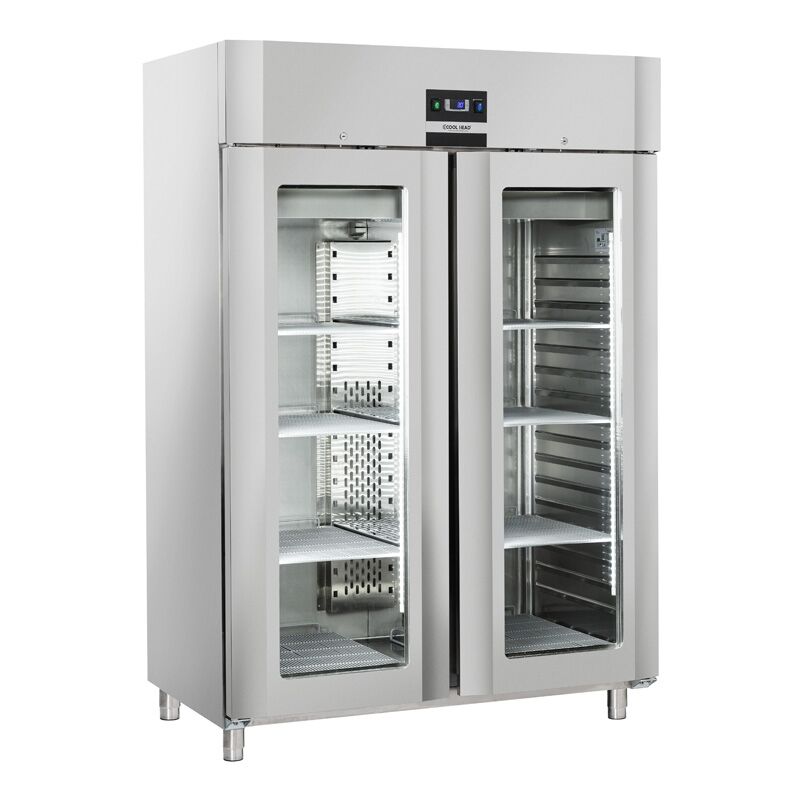 CoolHead Armadio Refrigerato Ventilato Porta Doppia in Vetro QRG14 +3° +10°C GN 2/1