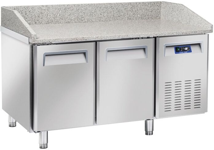 CoolHead Tavolo Refrigerato Ventilato per Pizzeria 2 Porte - Piano in Granito - Lt 430