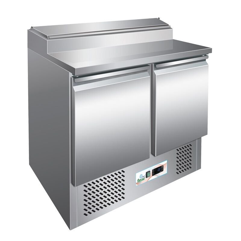 FORCAR Saladette Refrigerata Statica PS200 2 Porte con Alzatina 5 Bacinelle GN1/6 - Tem