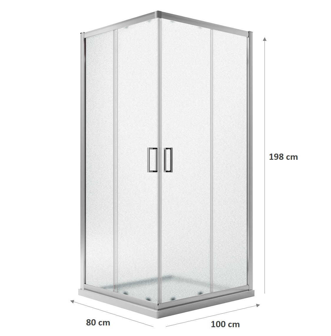 Box doccia rettangolare Modello City 80x100 cm - h 198 cm - vetro stampato