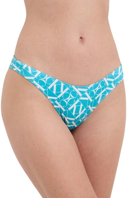 Calvin Slip Da Bikini Donna Art Kw0kw02485 ZIGZAG LOGO BLUE AOP