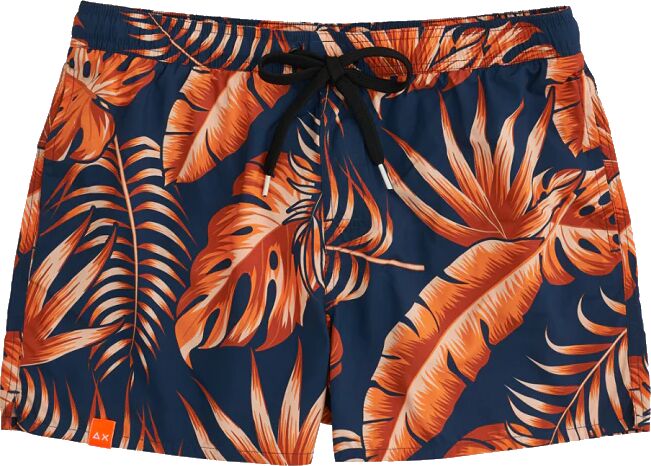 SUN68 Boxer Da Mare Uomo Art H31107 0764 Colore Blu Navy E Arancio Fluo Misura A Scelta BLU NAVY E ARANCIO FLUO