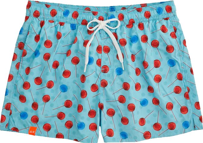 SUN68 Boxer Da Mare Uomo Art H31108 0530 Colore Azzurro E Rosso Fuoco Misura A Scelta AZZURRO E ROSSO FUOCO