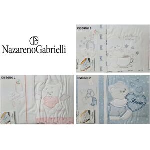 NAZARENO GABRIELLI Coordinato Culla Ricamato Art Ng-3002 Colore E Fantasia A Scelta Misura Unica AZZURRO DIS. 2 UNICA