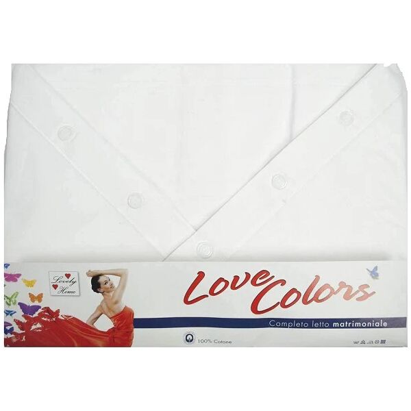 lovely home completo letto matrimoniale art love colors colore bianco misura unica