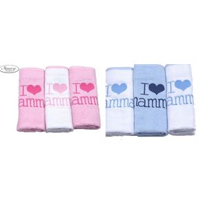 NANCY BABY 3pz Quadrato In Spugna Art 1519 Colore A Scelta Misura Unica BIANCO-ROSA UNICA