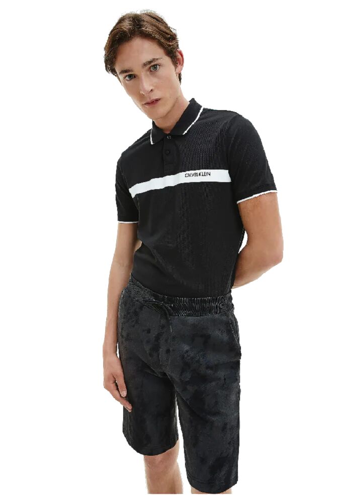 Calvin Polo Uomo Art K10k106458 Beh Colore Foto Misura A Scelta NERO