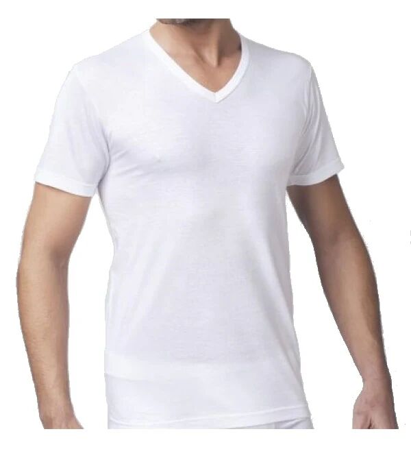 NOTTINGHAM 3 T-Shirt Uomo Scollo A V In Cotone Art. T110 Colore Bianco Misura A Scelta BIANCO 3-S