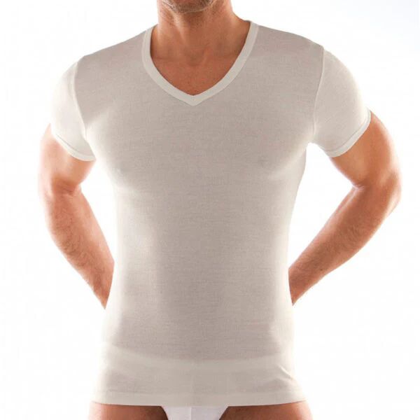 LIABEL 3 T-Shirt Intime Mezza Manica In Lana Cotone Uomo Art 05110 53 Colore Foto Misura A Scelta BIANCO