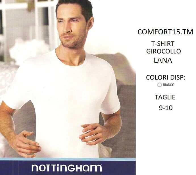 NOTTINGHAM 3 T-Shirt Uomo In Lana Art Comfort15.Tm Col. Bianco BIANCO 9