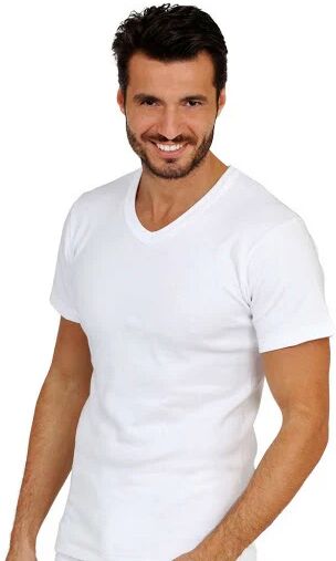 ICOTTON Sei Maglie Uomo Scollo A V In Cotone Art Um900 Colore Foto Misura A Scelta BIANCO