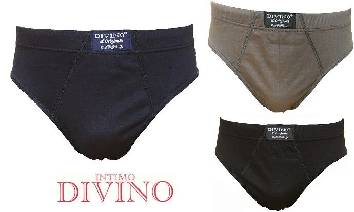 DIVINO 6 Slip Uomo In Cotone Art. 76 Normal Col. Assortiti Mis. A Scelta BLU-NERO-GRIGIO 6