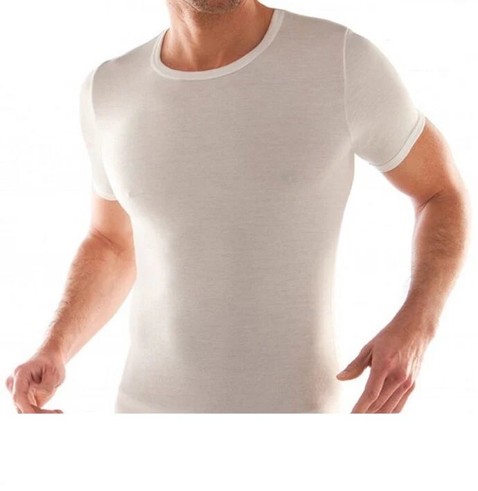 LIABEL 3 T-Shirt Intima Uomo In Lana Cotone Art 05110 Colore Foto Misura A Scelta BIANCO