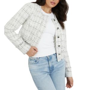Guess Giacca Donna Art W4rn39a Awfww2 CHECK TWEED WHITE CO
