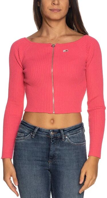 TOMMY HILFIGER Cardigan Donna Art Dw0dw13435 A-I 22 Colore A Scelta Misura A Scelta PINK ALERT MIX