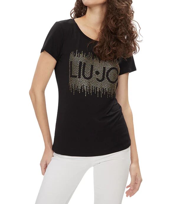 LIU JO T-Shirt Donna Art Va4154 Js360 NERO/STRASS BICOLOR