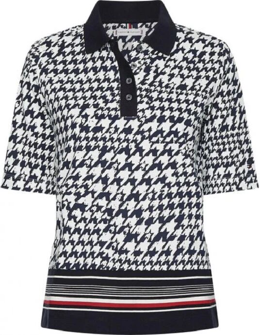 TOMMY HILFIGER Polo Donna Art Ww0ww34277 Colore Foto Misura A Scelta LARGE HOUNDSTOOTH / DES SKY ECRU