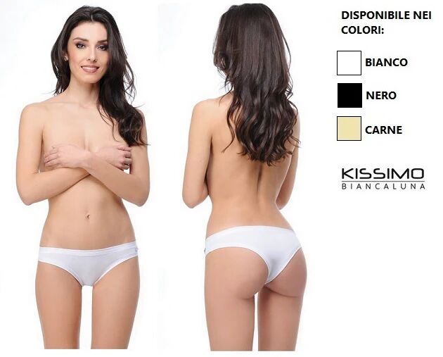 KISSIMO 3 Brasiliane Donna In Cotone Art. Kbs801t Col. E Mis. A Scelta BIANCO 3