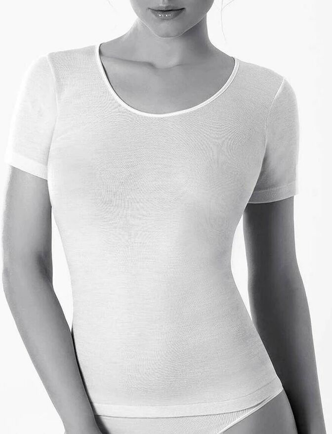 NOTTINGHAM T-Shirt Donna A Girocollo In Lana/cotone Art. Tm15w Col. E Mis. A Scelta BIANCO 5