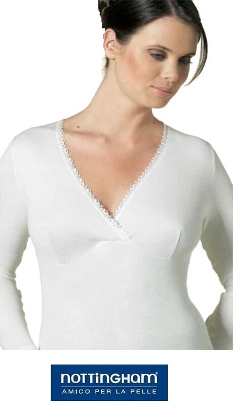 NOTTINGHAM T-Shirt Donna Con Forma Seno In Lana/cotone Art. Tl23bw Col. Foto Mis. A Scelta BIANCO 7