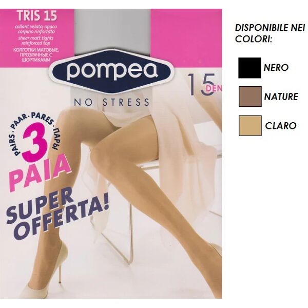 pompea 3 paia di collant donna art. tris 15 col. e mis. a scelta nero 4