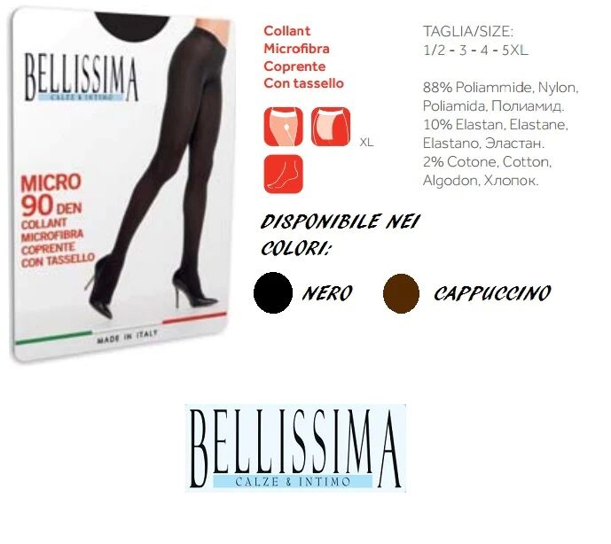 BELLISSIMA 6 Collant Donna Art. Micro90 Col. E Mis. A Scelta NERO 3