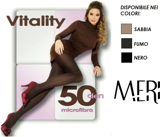 MERI 6 Collant Donna In Microfibra 50 Den. Art. 46 Vitality Col. E Mis. A Scelta FUMO 4-L