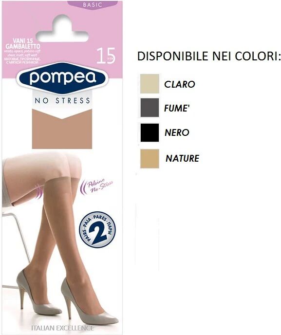 POMPEA 2 Paia Di Gambaletti Donna Art Vani 15gb Col. A Scelta Tg. Unica NERO UNICA