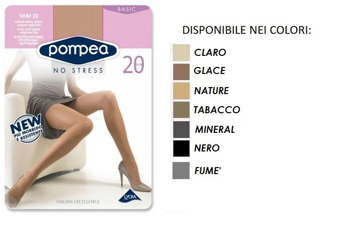 POMPEA 6 Collant Donna Art Vani 20 Colore E Misura A Scelta CLARO 1-2