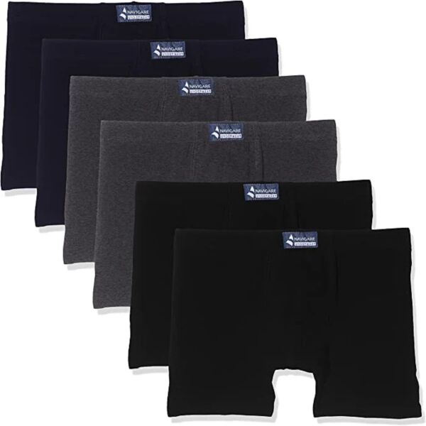 navigare 6 boxer uomo in cotone elasticizzato con elastico interno art. 573 colore foto misura a scelta blu-nero-grigio 4-m