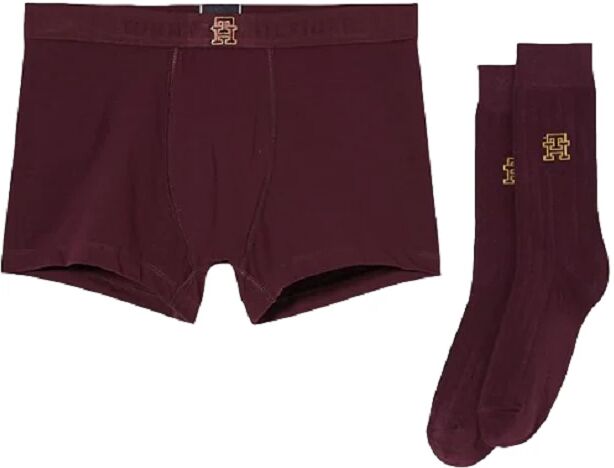 Tommy Hilfiger Set Boxer Calzini Uomo Art. Um0um03040 MID GREY HT / DEEP BURGUNDY