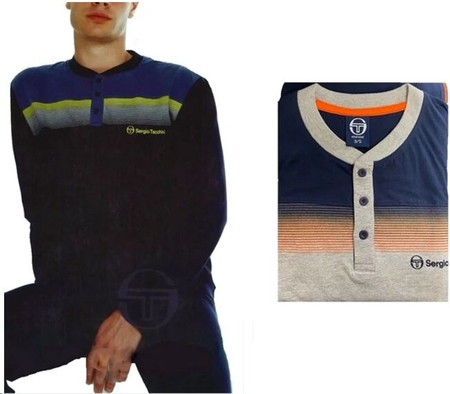 Sergio Tacchini Pigiama Uomo In Cotone Primaverile Art. Pg34089-As1-24 Col.E Mis.A Scelta BLU XL