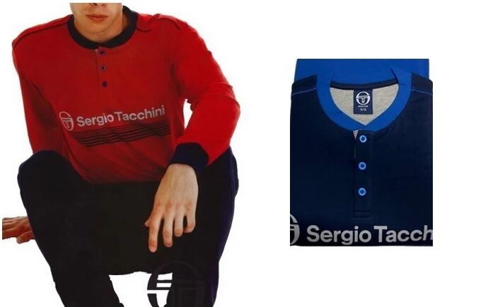 SERGIO TACCHINI Pigiama Uomo In Cotone Primaverile Art. Pg34140-As1-24 Col. E Mis. A Scelta BLU XL