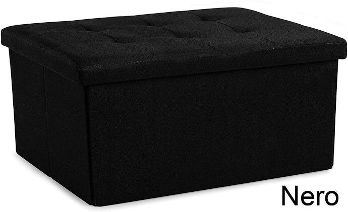 LOVELY HOME Pouf Ecopelle Art Double Misura 76 X 34 X 34 Cm Colore A Scelta NERO UNICA