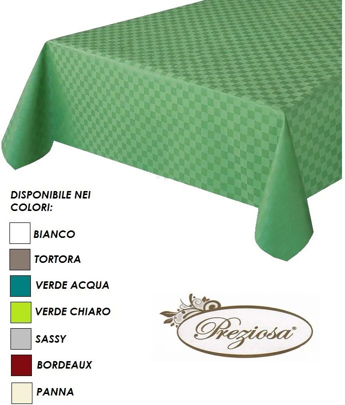 PREZIOSA Tovaglia Da Tavola Per 6 Art. Quadrotta Col. A Scelta Mis. 140x180 Cm VERDE CHIARO 140X180 CM