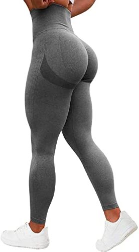 TAYOEA Leggings Sportivi a Compressione da Donna Yoga Lunghi Pantaloni Fitness Slim Fit Pantaloni Opachi Scrunch Pantaloni Senza Cuciture Push Up Vita Alta Esercizio Fitness Jogging Grigio,M