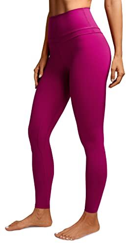 CRZ YOGA Donna Vita Alta Pantaloni Sportivi Leggings Fitness con Tasche - 71cm Magenta Viola 46