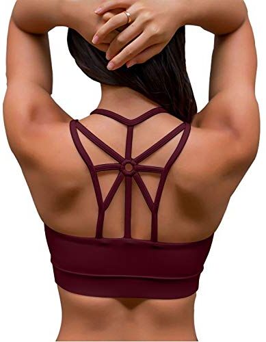 YIANNA Donne Reggiseno Sportivo Imbottito Alto Impatto Athletic Vest Top Palestra Fitness Sport Yoga Stretch Rosso,UK-YA-BRA139-Red-L