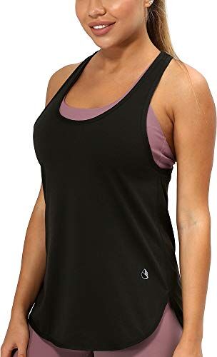 icyzone Canotta Sportiva da Donna Racerback Senza Maniche Top per Yoga Palestra Pilate (XS,Nero)