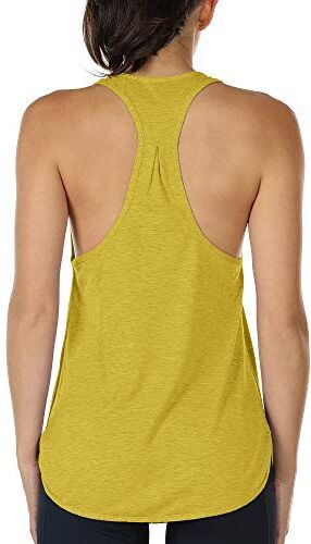 icyzone Canotta Sportiva da Donna Racerback Senza Maniche Top per Yoga Palestra Pilate (XS,Verde Senape)