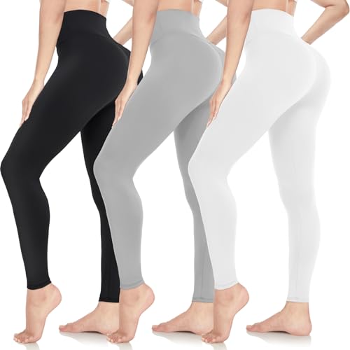 ACTINPUT Leggings da donna a vita alta, opachi, neri, sportivi, lunghi, elastici, da corsa, per sport, palestra, yoga