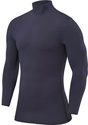 PowerLayer Maglia da Uomo a Manica Lunga Collo Alto a Compressione - Grigio Scuro, XXL