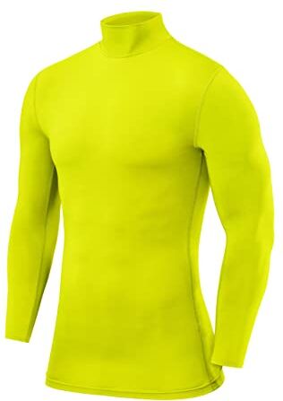 PowerLayer Maglia da Uomo a Manica Lunga Collo Alto a Compressione - Verde Acceso, L