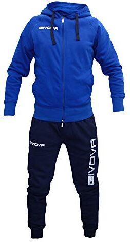 Perseo Sport Tuta Givova PS_LF21 Cotone Felpato Con Cappuccio Fitness Relax Training Calcio Volley Basket (M, Azzurro/Blu)